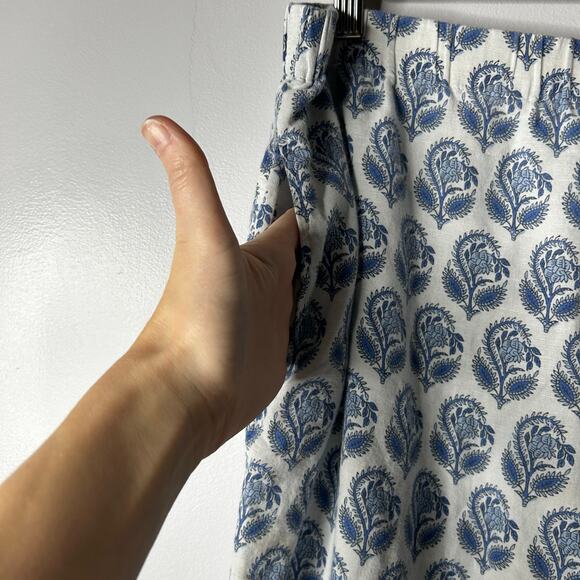 J. Crew Short Sleeve Linen Blend Pajama Set Bouquet Block Print Women's Large - Picture 10 of 13